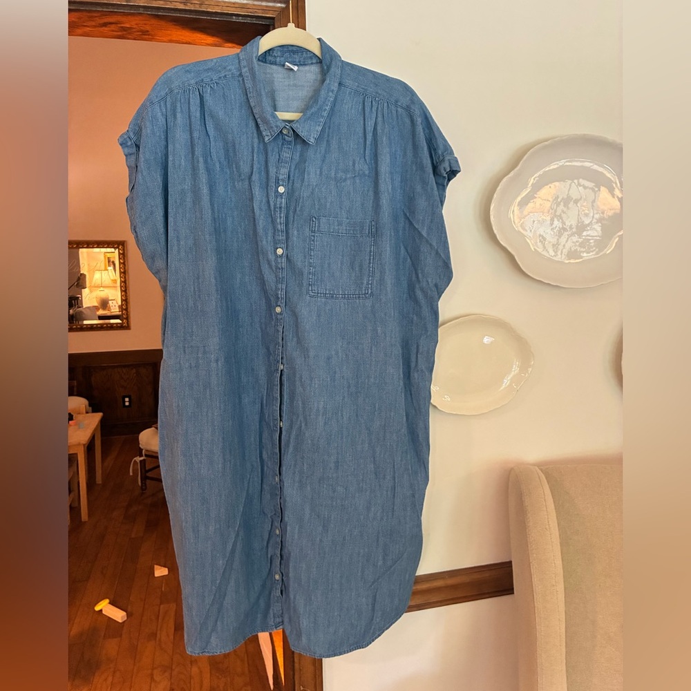 Old Navy Blue Denim Shirt Dress Relaxed Fit